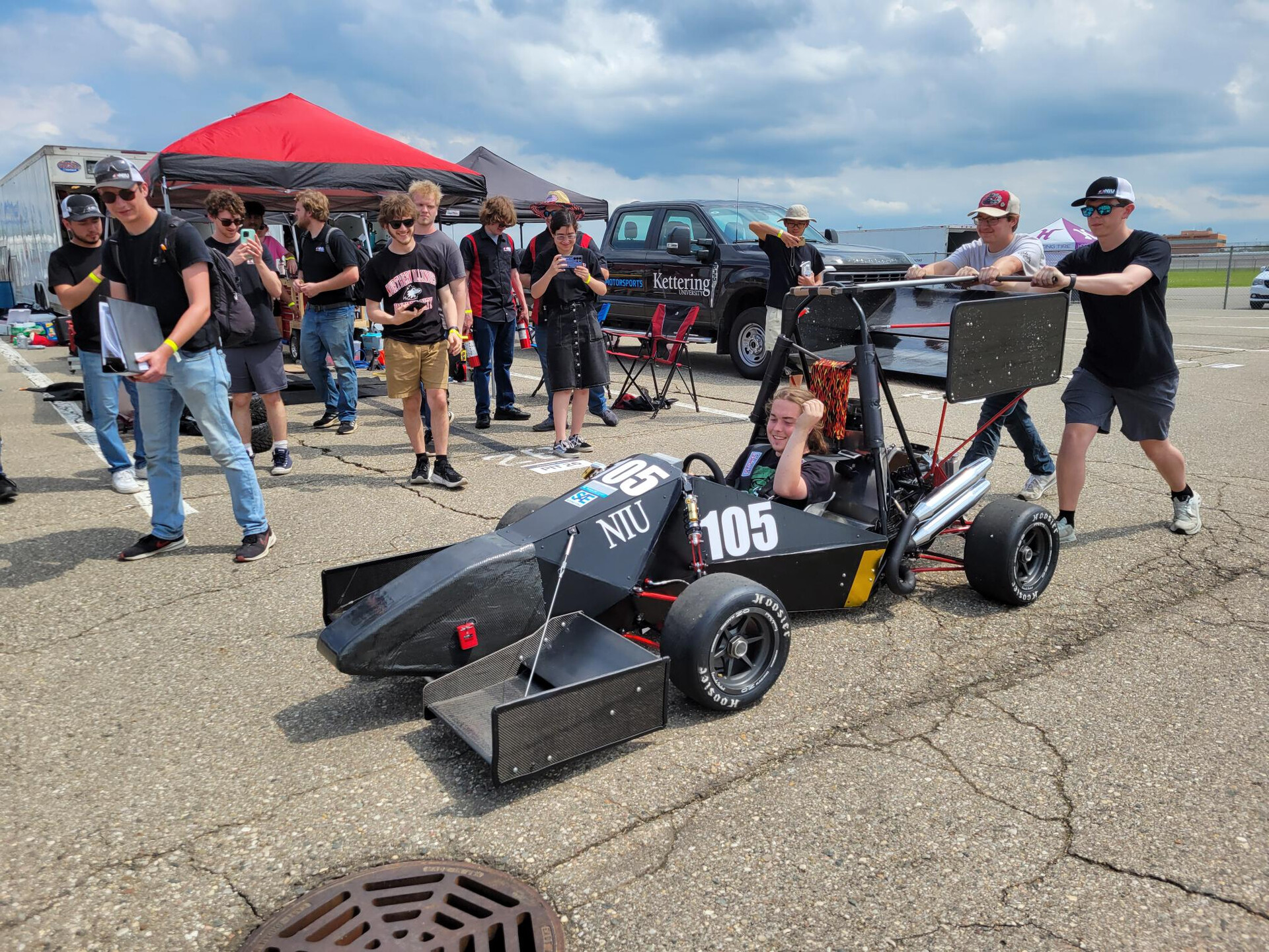Race car competing on track